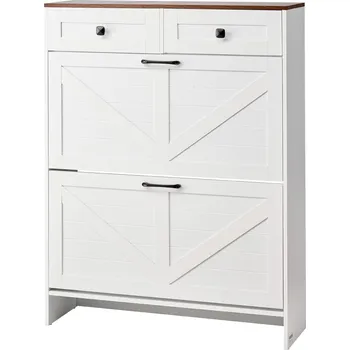 Vevor Botník se 2 výklopnými zásuvkami a ochranou proti převrácení, bílý