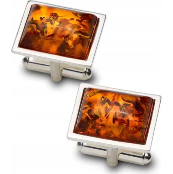 Manžetový knoflíček Manžetové knoflíčky do košile Twojabizuteria S-79-A se stříbrným jantarem ryzost 925