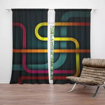 Závěs Sablio Závěs Barevné klikyháky: 2ks 140x250cm