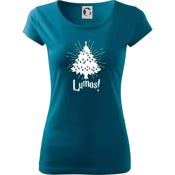 Dámské oblečení Harry - Lumos stromeček - Dámské triko Pure - M ( Petrolejová )