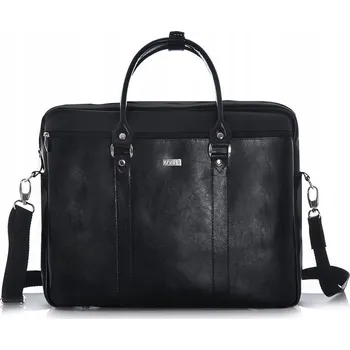 Pánská aktovka Kožená taška černá SOLIER Notebook Pravá kůže Aktovka do práce pánská