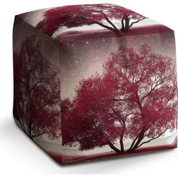 Taburet Sablio Taburet Cube Červený strom: 40x40x40 cm