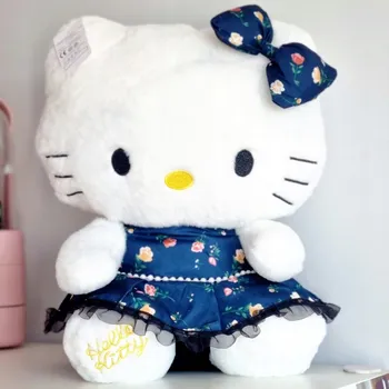 plyšák Plyšák VELKÁ Hello Kitty v tmavě modrých šatech 40 cm