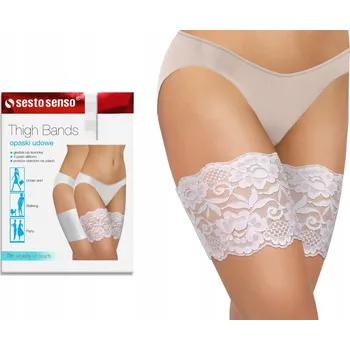 Dámské punčochy SESTO SENSO PODVÁZKOVÉ PÁSKY NA STEHNA S KRAJKOU BÍLÉ 60-65