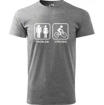 Sablio Tričko s potiskem Kolo - problém vyřešen - šedé XL