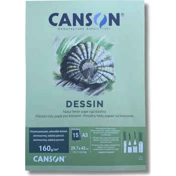 Canson studentský skicák A3 (29,7 x 42 cm) pro kresbu, 160 g, 15 listů, lepený