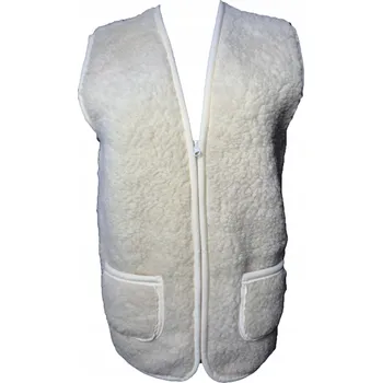 Dámská vesta Dámská Vlněná Vesta 100% Přírodní Ovčí Vlna Bílá/Krémová Teplá M