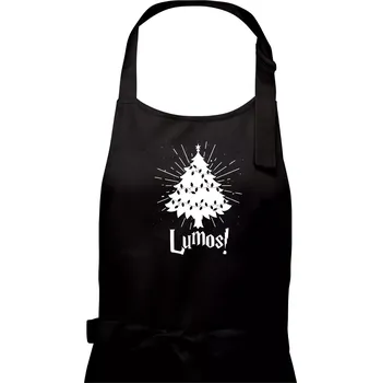 Kuchyňská zástěra Harry - Lumos stromeček - Pánská zástěra na vaření - Univerzální velikost ( Černá )