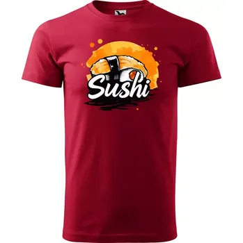 Pánské tričko Sablio Tričko s potiskem Sushi - červené 5XL