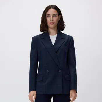 Dámské sako Reserved - Dvouřadé kostkované sako - tmavomodrá - 293GF-59X - 293GF-59X-M