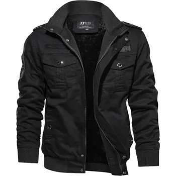 Pánská zimní bunda S límcem větruodolné provedení Zapínání na knoflíky Bavlněná bunda s kapsami Polyesternová podšívka Teplé zimní nošení černá XL