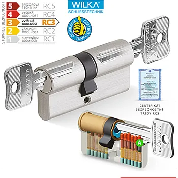 Vložka do dveří Cylindrická bezpečnostní vložka oboustranná (havarijní) ACT WILKA RC3, Vložka oboustranná 35/40 mm