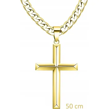 Náhrdelník Pozlacený náhrdelník s přívěskem kříže, ocel 316L, 50 cm
