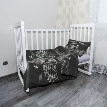 Povlečení Sablio Mikroplyšové dětské povlečení do postýlky Harley-Davidson S křídly - 120x90 / 40x60