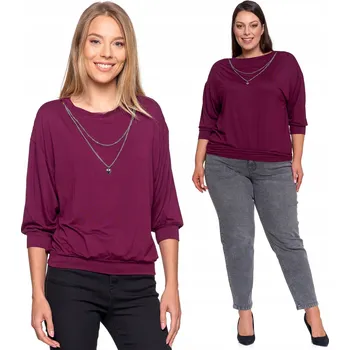 Dámská halenka DÁMSKÁ HALENKA STŘÍHU BOMBKA S ŘETÍZKEM VOLNÁ ELEGANTNÍ TRIČKO MORAJ L