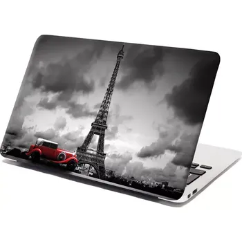 samolepka Sablio Samolepka na notebook Eiffelova věž a červené auto - 29x20 cm