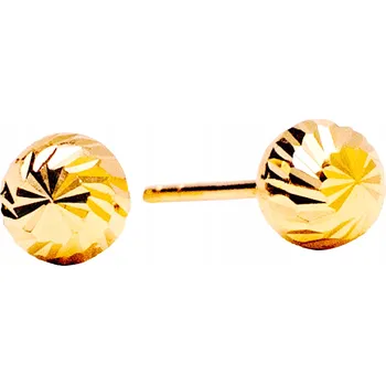 Náušnice ZLATÉ NÁUŠNICE 585 DIAMANTOVANÉ KULIČKY PUZETKY 5mm