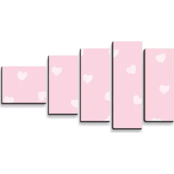 Obraz Sablio Obraz - 5-dílný Růžová srdíčka - 100x60 cm