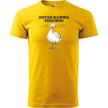 Sablio Tričko s potiskem ZOYES KURWA PINGWIN - žluté 2XL