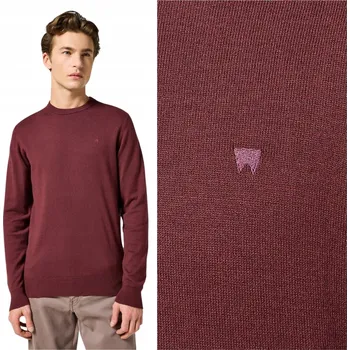 Pánský svetr Wrangler KNIT SWEATER Dahlia pánský bavlněný svetr s příměsí vlny 4XL