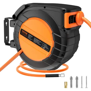 Zavlažování Vevor Stahovací naviják vzduchové hadice 3/8IN×50FT, 300PSI, 5FT, PP kryt