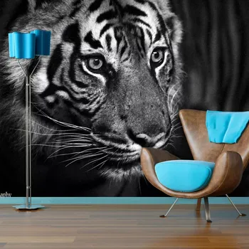 Tapeta Sablio Tapeta Černobílý tygr - 208x125 cm