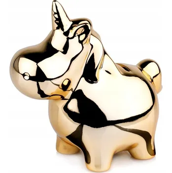 Pokladnička Keramické pokladnička prasátko zlaté zrcadlové 18x10,5 cm