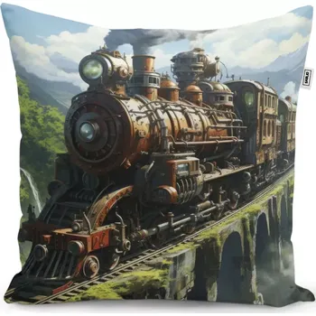 Polštář Sablio Polštář Parní lokomotiva na viaduktu - 60x60 cm