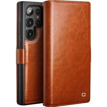 Pouzdro na mobilní telefon Pouzdro s klopou QIALINO pro Samsung Galaxy S25 Ultra hnědé