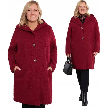 Dámský kabát Bordó kabát s kapucí velikost 60