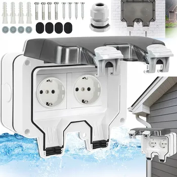 Elektrická zásuvka Hermetická šedá Elektrická zásuvka 2 ks IP66 voděodolná 220V