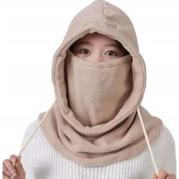 Čepice Dámská béžová kukla, teplá zimní podzimní KAPUCE ČEPICE NÁKRČNÍK