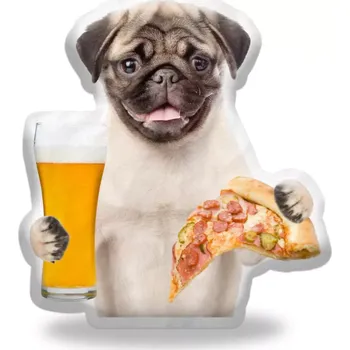 Polštář Sablio 3D polštář ve tvaru Nenažraný mops