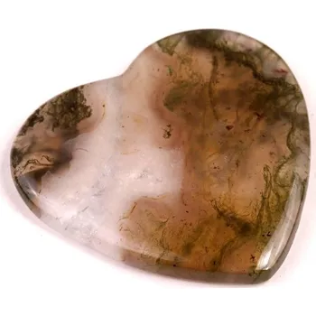 Přírodní kámen Kabošon Moss Heart Agate č.7827 (34x35x5mm)