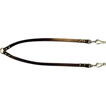 Vodítko pro psa Zubíček Rozdvojka z ploché kůže Barva: hnědá, Druh karabiny: klešťovka, délka rozdvojky: 40 cm