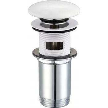 Sifon Klik-klak zátka do umyvadla s přepadem kulatý bílá matná Omnires A706BM