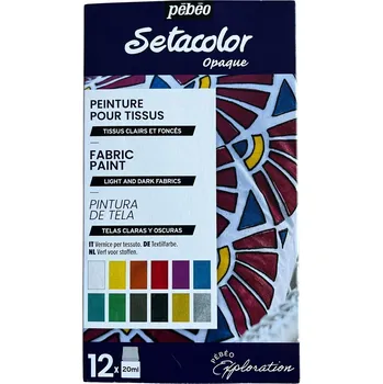 Speciální výtvarná barva Pébéo Setacolor Sada barev na textil Shimmer Mix 12x20 ml