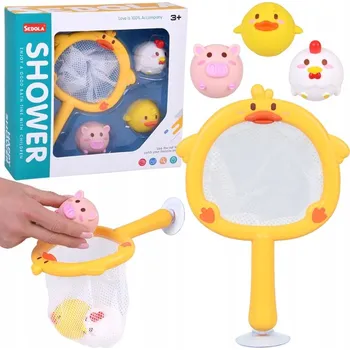 Hračka pro nejmenší Hračky do vany LOVENÍ 3 gumová zvířátka bez dírek + sítko ZA5924