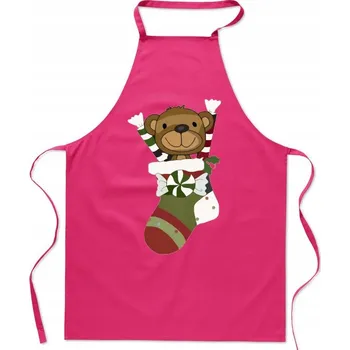 Kuchyňská zástěra Vánoční zástěra Medvídek v Punčoše Mikuláše Dárek Vánoce