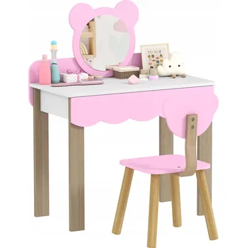 Obraz AIYAPLAY Dětská toaletka ve tvaru medvídka se zrcadlem a stoličkou