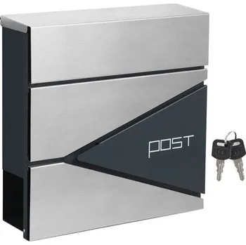 Poštovní schránka Uzamykatelná poštovní schránka s horním krytým vhozem nerez / antracit 37x37x10,5 cm