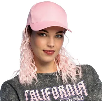 Karnevalový kostým Růžová dámská kšiltovka s růžovými vlasy