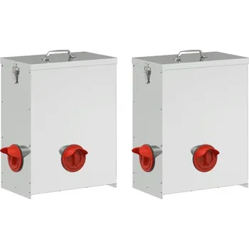 Krmítko pro ptáka Krmítko pro slepice 2 ks Stříbrné 32,5 x 20,5 x 43 cm