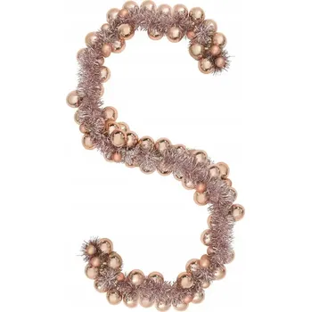 Vánoční dekorace GIRLANDA S VÁNOČNÍMI BAŇKAMI RŮŽOVÉ ZLATO 186 CM