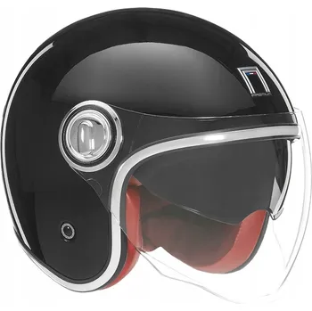 Helma na motorku Nox Prémiová otevřená helma Jest Heritage Solid Černá lesklá M