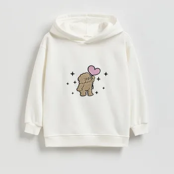 Dívčí mikina Reserved - Bavlněná mikina s aplikací Boffie & Poko - krémová - 260FA-01X - 260FA-01X-U13