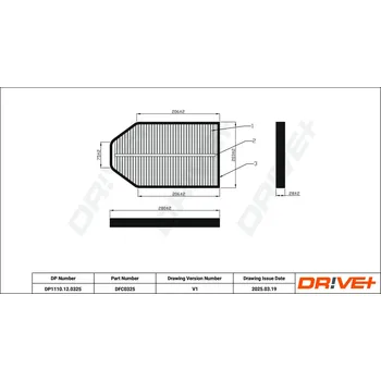Ventilátor topení a klimatizace Kabinový (pylový) filtr DRIVE+ DP1110.12.0325