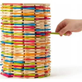 ostatní stavebnice DŘEVĚNÉ STAVEBNICE PLANKS 200 KUSŮ KYBLÍK HRAČKA VZDĚLÁVACÍ 3+