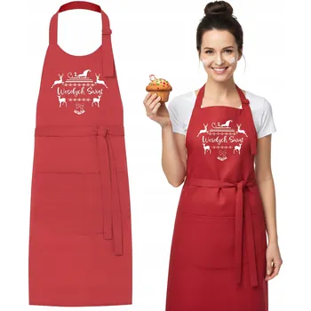 Kuchyňská zástěra VÁNOČNÍ KUCHYŇSKÁ ZÁSTĚRA ČERVENÁ dámská pánská JAKO DÁREK VESELÉ VÁNOCE
