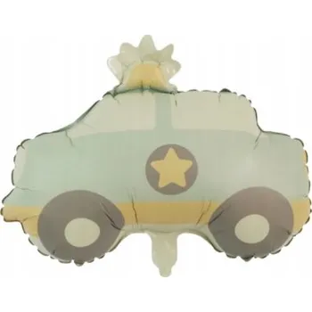 Balónek PASTELOVÝ FÓLIOVÝ BALÓNEK POLICEJNÍ AUTO BOHO AUTO BABY SHOWER NAROZENINY